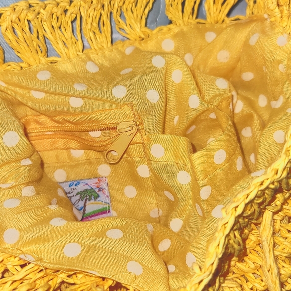Sun n Sand Handbag Crossbody Yellow-Gold Straw/Crochet Pattern Style - Picture 7 of 11